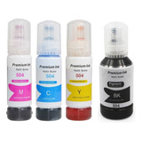  Pack 4 Tinta Generica T504 Para Epson Con Pico Especial 504