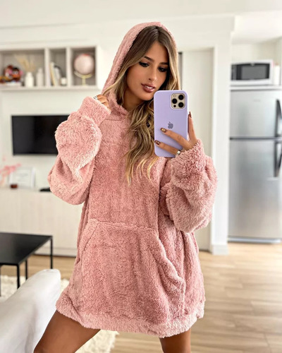 Buzo Pijama Hoodie Canguro Polar Capucha Hombre Mujer