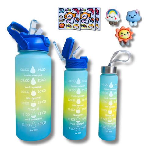 Botella Motivadora 2 Litros X 3 Botellas Stickers 3d Y 2d!