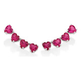 Brincos Rommanel Ear Cuff Zircônia Coração Rosa Prata 820117