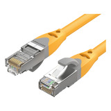 Cable De Red Vention Cat6a Certificado - 30 Metros Amarillo - Premium Patch Cord - Blindado Sstp Rj45 Ethernet Servidores 10gbps - 500 Mhz - 100% Cobre - Ibhyt