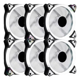 Kit 6 Cooler Fan 120mm 12cm Led Branco Ring Gamer Ventoinha