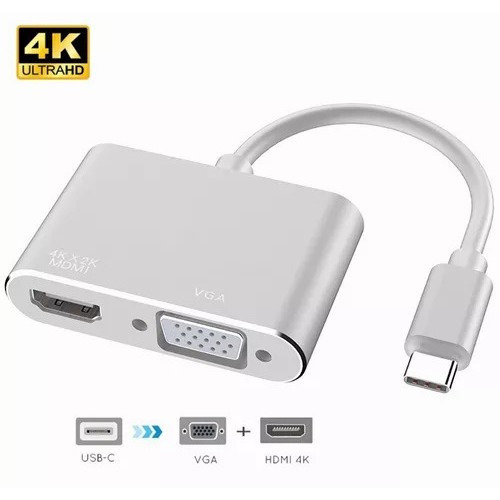 Adaptador 2 En 1 Usb C A 4k Hdmi Vga 