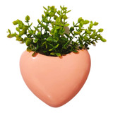 Vasinho Cachepot Imã Magnético Coração Com Planta Artificial Cor Rosa-claro