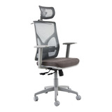 Silla Cool Gris Oficina Con Apoya Cabeza Y Lumbar Base Gris