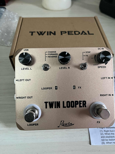 Pedal De Efeito Loop Guitarra Twin Looper Rowin Loop Duplo