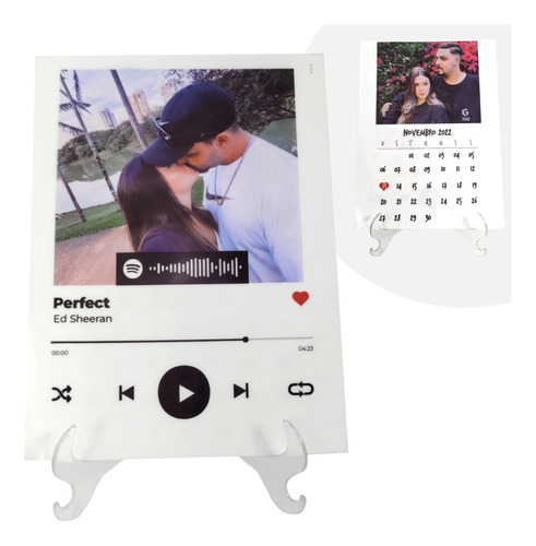 Quadro 2 Em 1 Presente Spotify Decoração Calendário Namorado