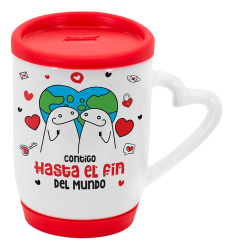 Tazón Taza Base Y Tapa Silicona Corazón Flork San Valentin