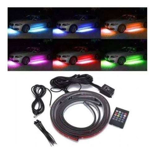 Luces Led Exterior Auto Rgb 4 Tiras Led Tuning Colores 