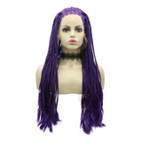 Peluca De Cabello Sintético Trenzado Y Largo De Color Morado