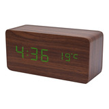 Reloj Digital Simil Madera Con Sensor De Sonido Despertador