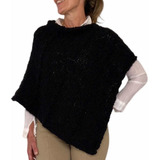 Poncho Capa 1/2 Estación Negro Abanic By Silvana Lopez