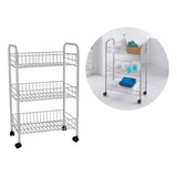 Carrito Organizador Para Baño Tres Estantes Ruedas Blanco