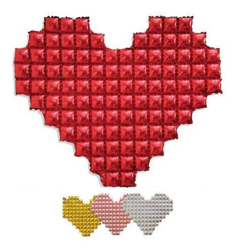 Globo Corazón Rojo Tetris Gigante San Valentin Cotillón Deco