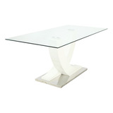 Mesa De Comedor Moderna Vidrio Madera - Duna 200 Blanco