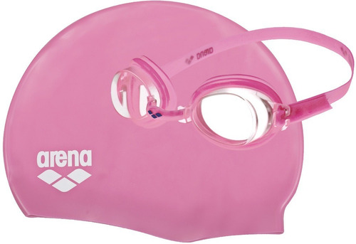 Kit Antiparras + Gorra Silicona Arena Set Natacion Infantil Niño Niña Junior Pileta Color Rosa