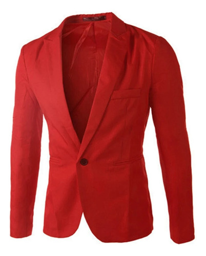 Blazer De Un Solo Botón Para Hombre, Color Liso, Corte Ajust