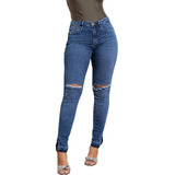 Calça Jeans Skinny Feminina Escura Abertura Lateral 22179