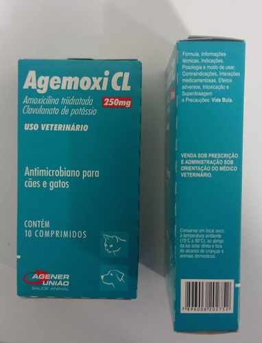 Agemoxi Cl 250 Mg Antibiótico Agener 10 Comprimidos