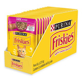 Sachê Friskies Gatos Adultos Carne Caixa Por 15 Unidades