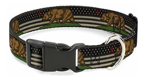 Cat Collar Breakaway Cali Bear Star Us Flag Stretch Black Wh