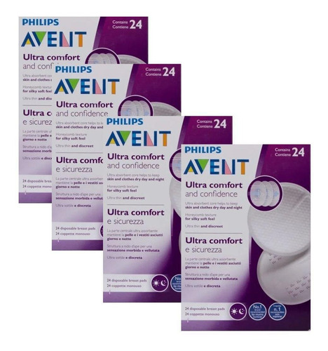 Philips Avent Absorvente Descartável Para Seios Kit 4 Caixas 96 Unidades