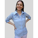 Blusa Escocesa Azul Bordados Edis Cartago