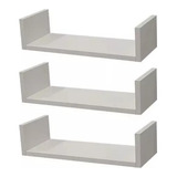 Kit 3 Prateleiras 90x30cm U Mdf Branco Suporte Grátis 90303u