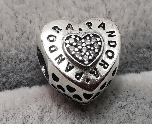 Pandora Charm Bead 797375cz Signature Logo Heart S925 Ale