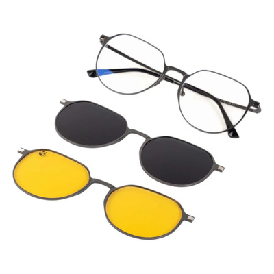 Lentes De Sol Clip On Graduables Polarizados Uv Pandas Nexus Standard Negro
