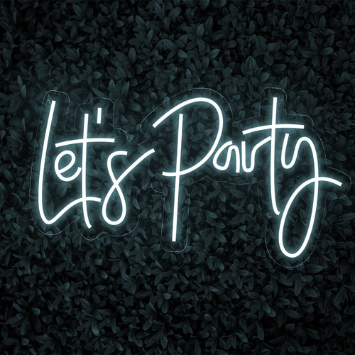 Painel Neon Lets Party Festa Decoração Escrita Luminosa