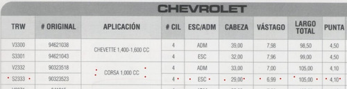 Valvulas Escape Chevrolet Corsa 1.4 1998-2002 Foto 3
