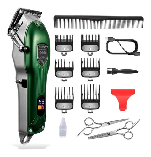 Maquina Profesional Cortadora De Cabello  Kit Completo Color Verde