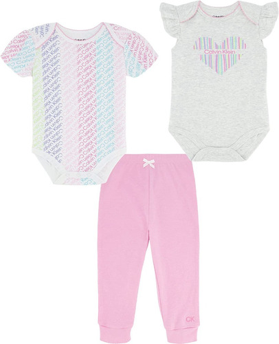 Set Pañaleros Y Pants Para Bebé Calvin Klein Niña 