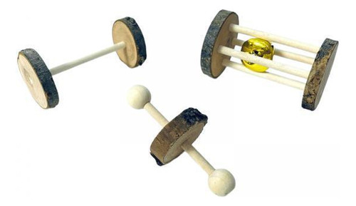 3 X 3x Mancuernas De Madera Jugando Ejercicio Campana Jaula