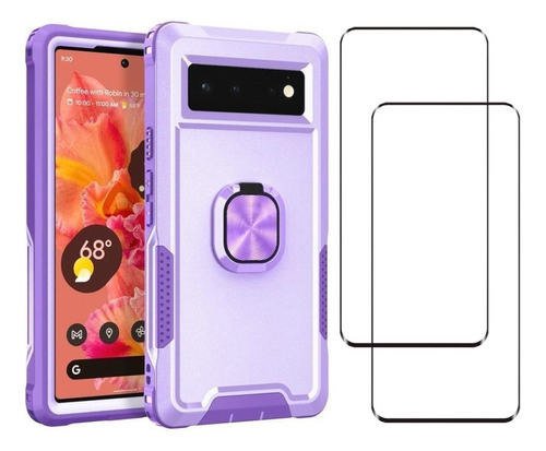 P8006 Funda For Google Pixel 6 3 En 1 Soporte Anillo Pc+tpu