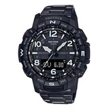 Reloj Casio Pro Trek Prt-b50yt-1 Bluetooth Hombre Color De La Correa Negro Color Del Bisel Negro Color Del Fondo Negro