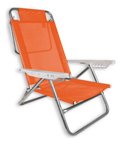 Silla Summer Reposera Aluminio Posiciones Playa Naranja