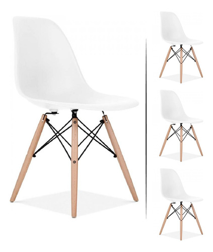 Sillas Eames Kit 4pz Para Cocina Minimalista Moderna Olu