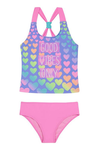 Traje De Baño Niña Tankini Uv30+ H2o Wear Fucsia Top Sublima