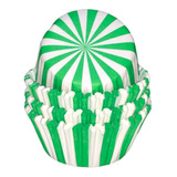 100 Capacillos Cupcake #72,rayas Verdes Y Blancas