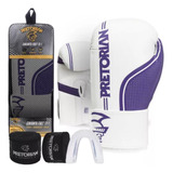 Kit Luva Boxe Thai Pretorian Fx1 Lilas +band +bucal +bolsa