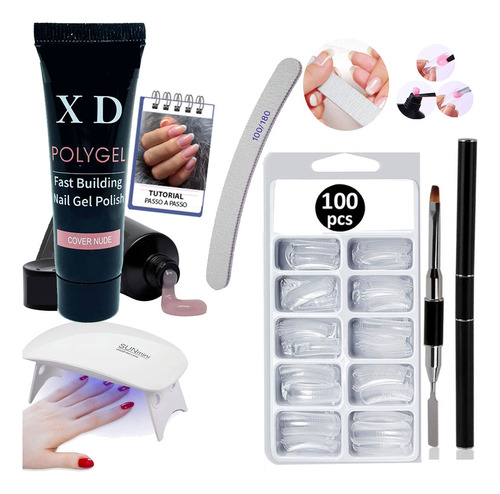 Polygel Poligel Kit Alongamento De Unha Cabine F1 Tip