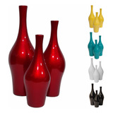 Trio De Vasos Decorativos Grande Decoração Da Casa Mesa Sala