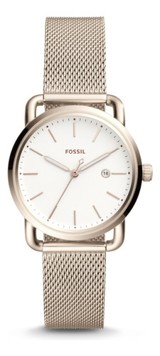 Reloj Fossil Mujer Es4349 Oro Rosa Pulso De Malla Color Del Fondo Blanco