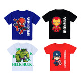 Conjunto 4 Camiseta Infantil Super Heróis Roupa Infantil 