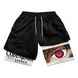 Short Dry-fit Compressão 2 Em 1 Masculino Anime Code Geass