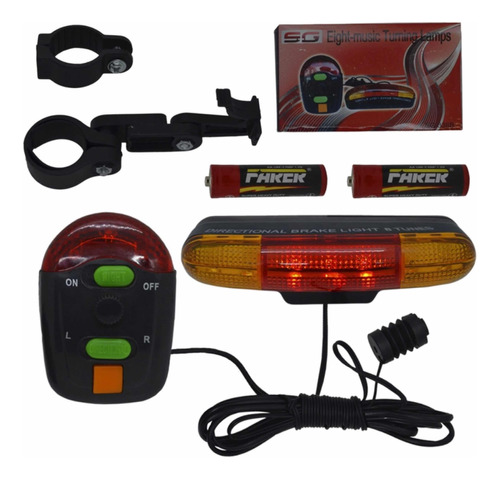 Kit Lanterna Farol Buzina Freio Pisca Seta Bike Breack Light