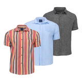 Paquete 3 Camisas Manga Corta Stretch Slim Fit Basica