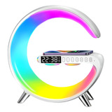 Parlante Lampara G Cargador Inalambrico Rgb Reloj Bluetooth